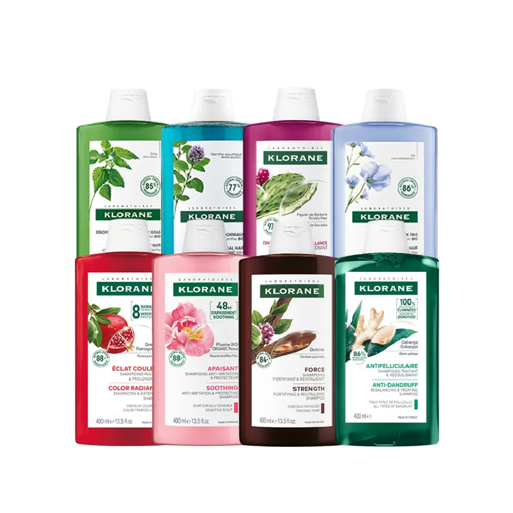 【KLORANE 蔻蘿蘭】官方直營 任選2入植萃洗髮精400ml(養髮/控油/護色/澎鬆/涼感/舒敏/抗屑/保濕)