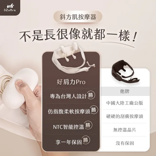 【3ZeBra 三隻斑馬】好肩力 Pro｜斜方肌肩頸按摩器(肩頸熱敷 頸部按摩)