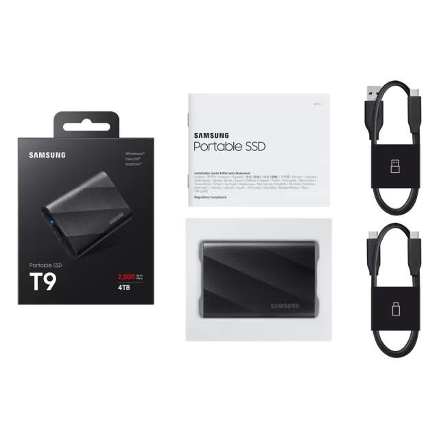 【Samsung 三星】T9 4TB Type-C USB 3.2 Gen 2x2 外接式ssd固態硬碟(MU-PG4T0B/WW)