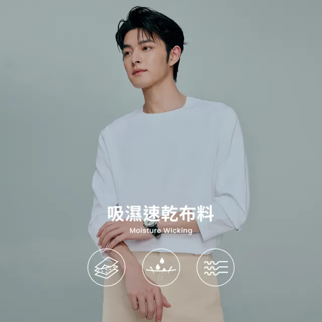 【GIORDANO 佐丹奴】男裝速乾抗皺親膚長袖T恤(多色任選)