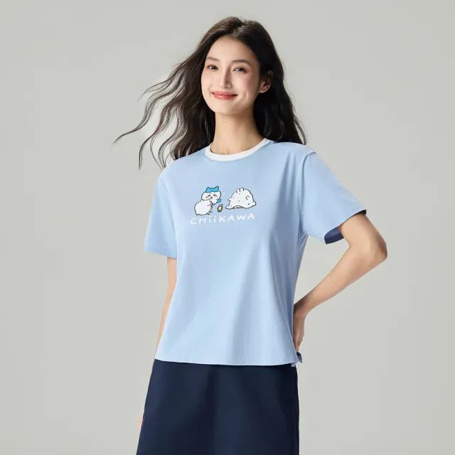 【GIORDANO 佐丹奴】女裝吉伊卡哇印花短袖T恤 CHiiKAWA系列(31 低調藍)