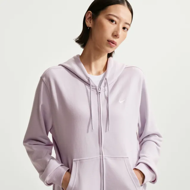 【NIKE 耐吉】連帽外套 女 寬鬆 毛圈布 AS W NK STDO FLC LW STD FZ HDY 粉 IM8115-583
