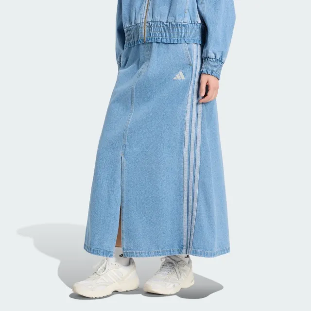 【adidas 愛迪達】長裙 女 運動裙 丹寧 亞規 ST DNM WSH SK 水洗藍 KV0622（其他規格）