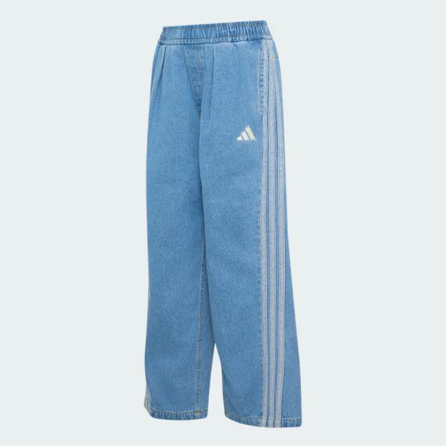 【adidas 愛迪達】長褲 女 休閒褲 丹寧 寬鬆版型 亞規 ST DNM WSH PT 水洗藍 KV0619