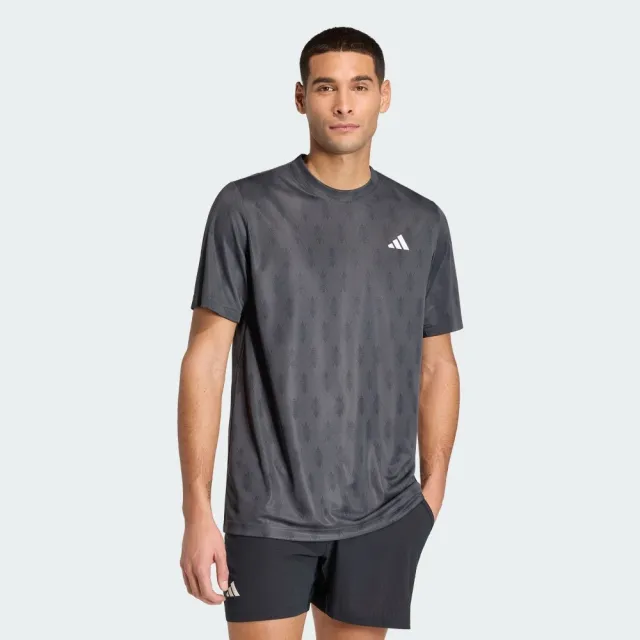 【adidas 愛迪達】短袖上衣 男 訓練 慢跑 吸濕排汗 亞規 CLUB GRAPH TEE 黑 KS8307