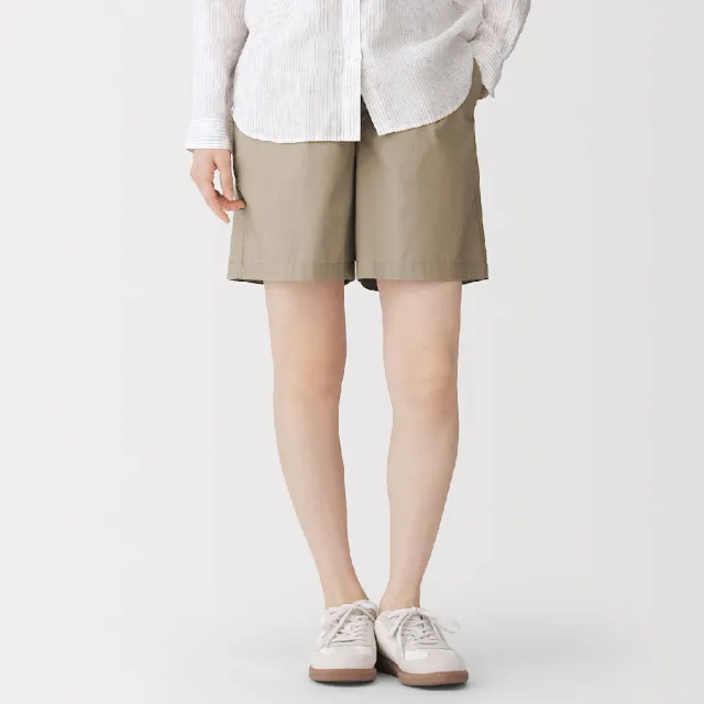 【MUJI 無印良品】女水洗平織布短褲(黑色/米色/卡其/煙燻粉/芥黃/暗藍)
