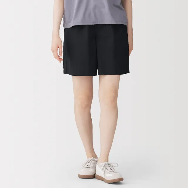 【MUJI 無印良品】女水洗平織布短褲(黑色/米色/卡其/煙燻粉/芥黃/暗藍)