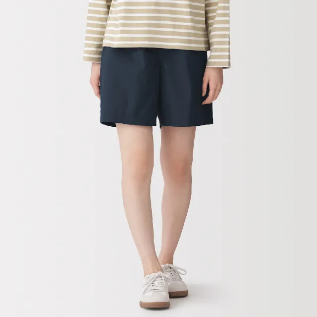 【MUJI 無印良品】女水洗平織布短褲(黑色/米色/卡其/煙燻粉/芥黃/暗藍)