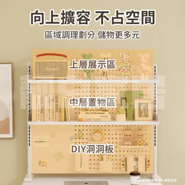 【靚白家居】全碳鋼 洞洞板桌上書架置物架螢幕收納架(寬80 x 高83 x 深 24公分)