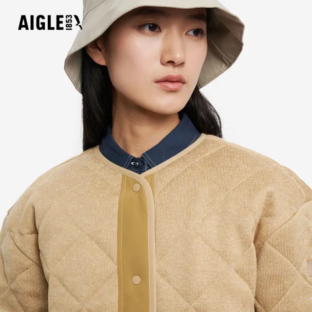 【AIGLE】女 刷毛保暖外套｜AG-5A228A150 卡其(女外套 保暖外套 刷毛外套 刷毛衣 鋪棉外套)
