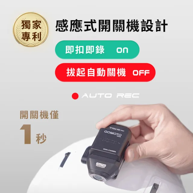 【GOMOTO】GR10 雙鏡頭機車行車記錄器 ｜10H續航 外送員大推｜安全帽掛載 免牽線 (贈64GB記憶卡)