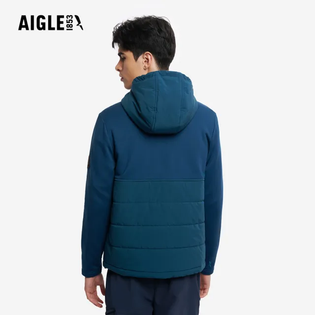 【AIGLE】男 POLARTEC 彈性刷毛外套｜AG-5A301A067 土耳其藍 (男外套 保暖外套 刷毛外套 滑雪 彈性外套)