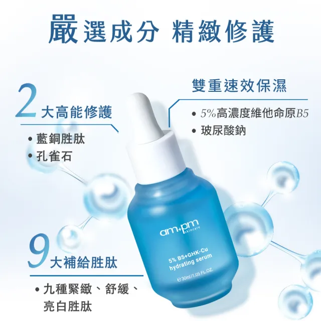 【ampm 牛爾】短效-敏感肌收孔★5%B5藍銅舒緩保濕精華30ml+5% 內葡酸B3緊緻精華30ml(角質調理/緊緻毛孔)