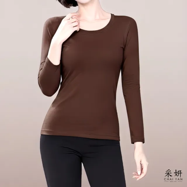 【CHAI YAN 采妍】粉底感素面發熱內搭衣(秋冬女裝/中大尺碼/內搭/發熱/保暖/親膚)