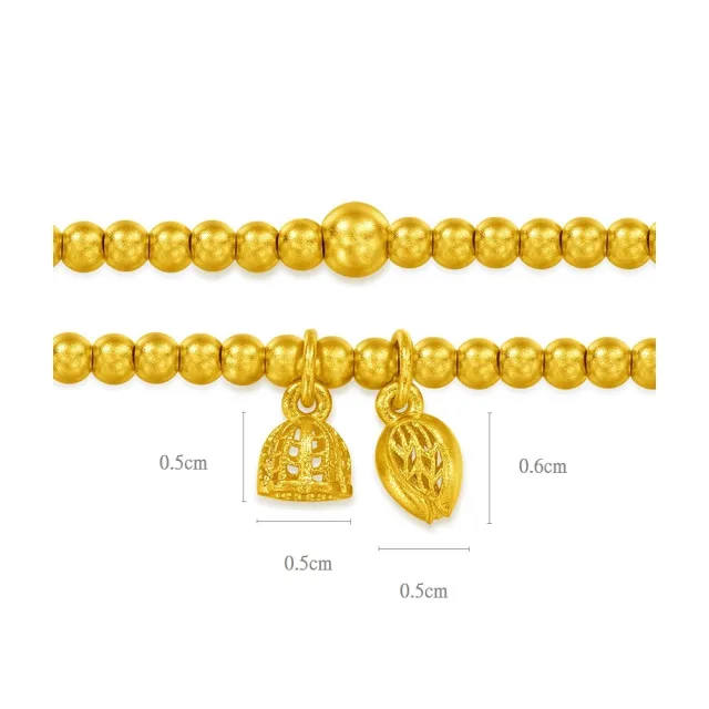 【周大福】傳承系列 合合蓮心黃金手鍊_計價黃金(彌月寶寶款/彈力繩穿製)