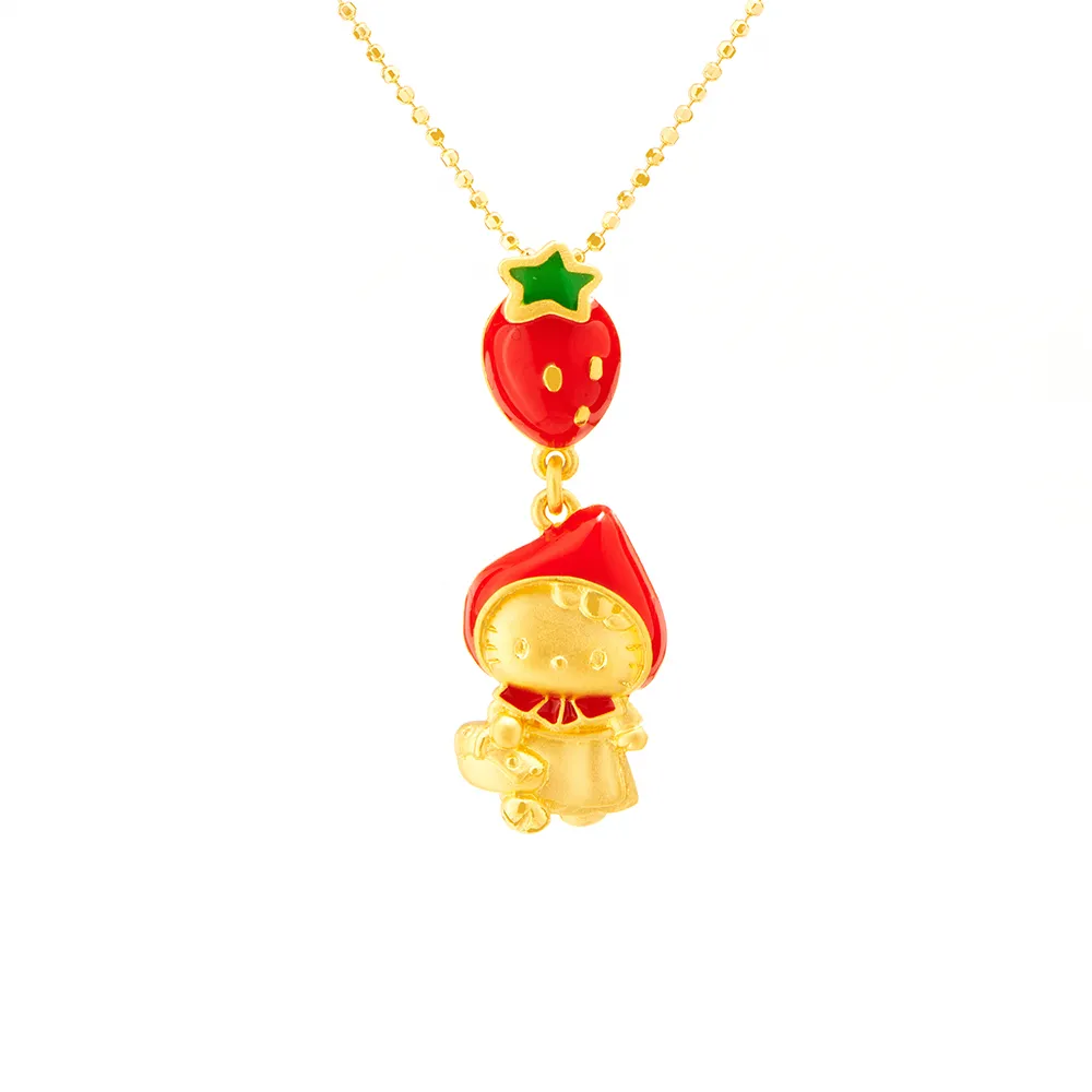 【Just Gold 鎮金店】Hello Kitty 小紅帽 黃金吊墜(不含鍊)