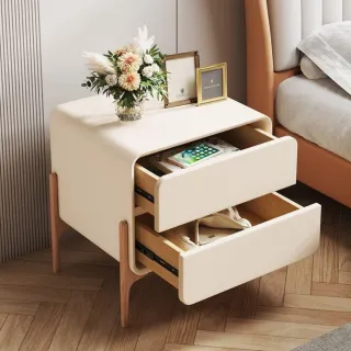 【靚白家居】奶油風抽屜床頭櫃 寬 40公分 (床邊櫃 抽屜櫃 斗櫃 置物櫃 層櫃 隙縫櫃 床邊櫃 邊櫃 櫃子)