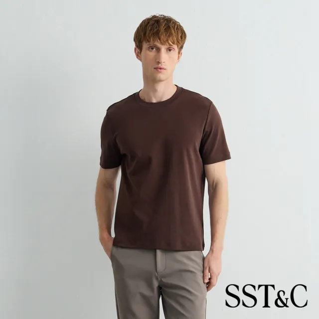 【SST&C】男裝_焦檀棕厚磅液氨棉刺繡短袖T恤81126919004(限時85折)