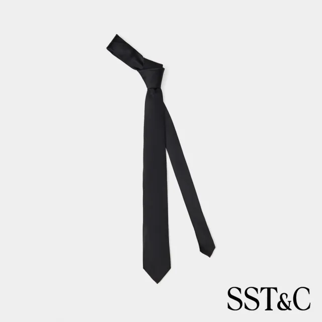 【SST&C】男款_黑色素面窄版真絲領帶81126926001(限時85折)