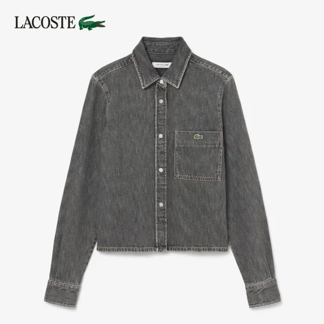【LACOSTE】女款-寬鬆輕量牛仔襯衫(深灰色)