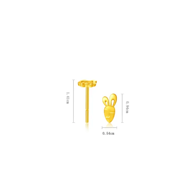 【周大福】可愛兔子胡蘿蔔黃金耳環_計價黃金(網路限定款)