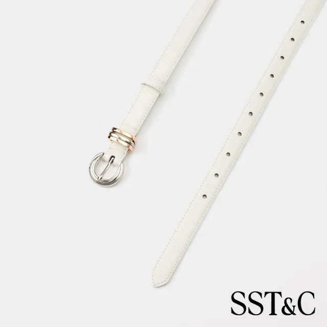 【SST&C】女款_白色金銀雙色釦頭真皮皮帶82126923001(限時85折)