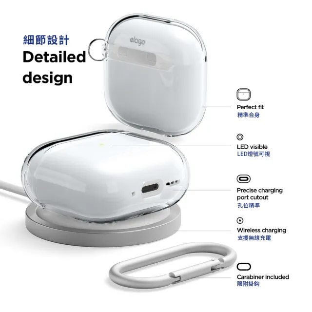 【Elago】AirPods 5/4 無痕透明保護殼 附扣環(防撞/防摔)