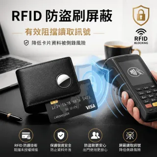 真皮防丟防盜刷錢包 -AIRTAG需自備 定位錢夾 RFID防盜刷