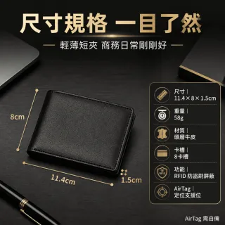 真皮防丟防盜刷錢包 -AIRTAG需自備 定位錢夾 RFID防盜刷