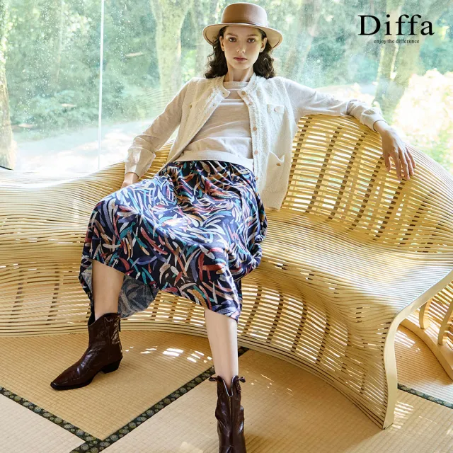 【Diffa】小香風格紋貼袋線衫-女