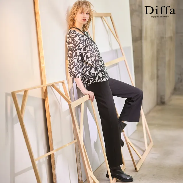 【Diffa】黑色直筒長褲-女