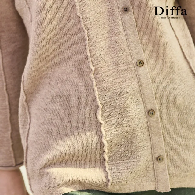 【Diffa】裝飾釦織紋設計線衫-女