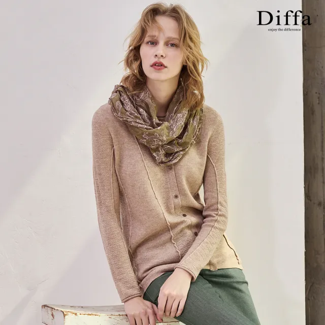 【Diffa】裝飾釦織紋設計線衫-女