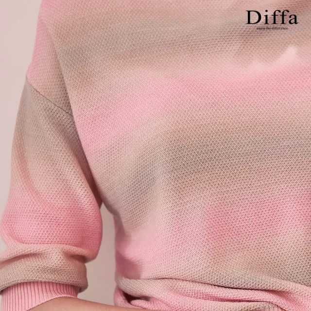 【Diffa】落肩緞染條七分袖線衫-女