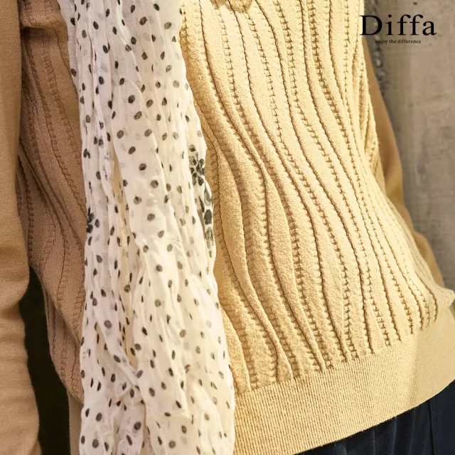 【Diffa】立體波紋圓領線衫-女