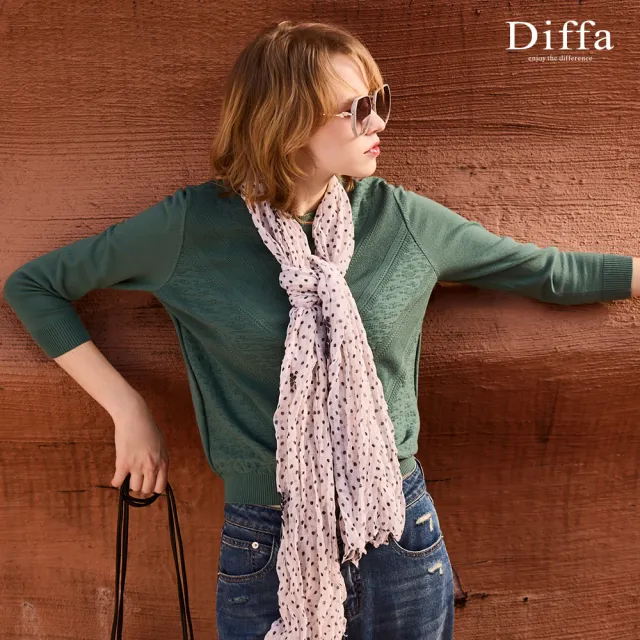 【Diffa】立體織紋七分袖線衫-女