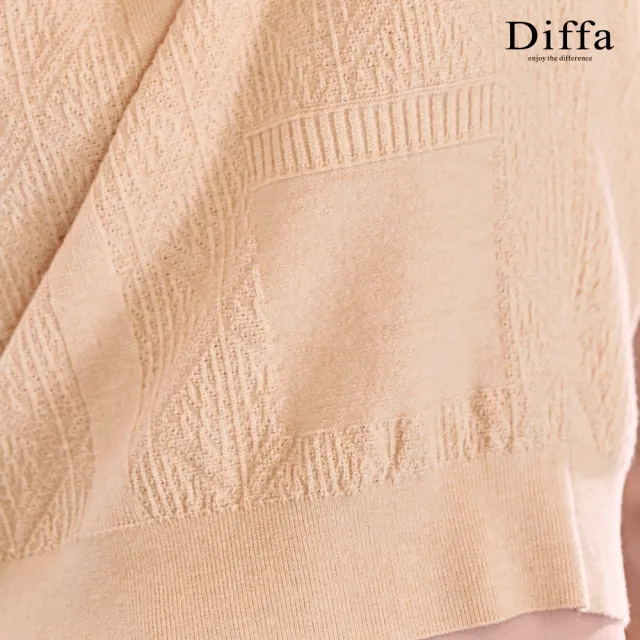 【Diffa】V領菱格織紋線衫-女