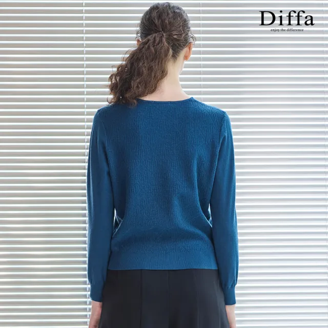 【Diffa】V領菱格織紋線衫-女