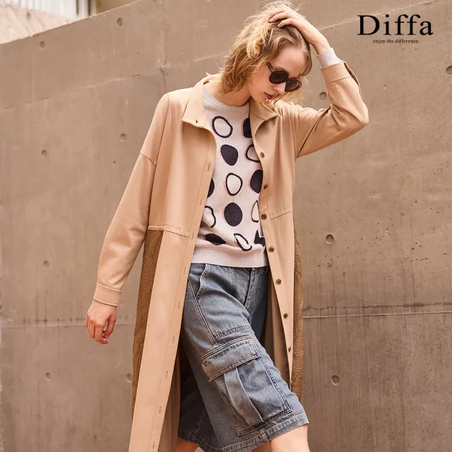 【Diffa】撞色波點織紋線衫-女