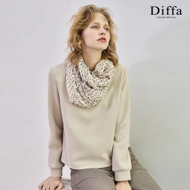 【Diffa】卡其美型剪裁設計針織衫-女