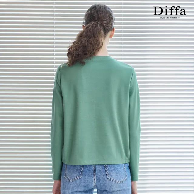 【Diffa】A字印圖電繡針織衫-女