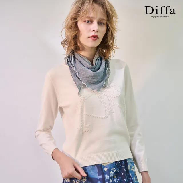 【Diffa】ART緹花縫珠繡線衫-女