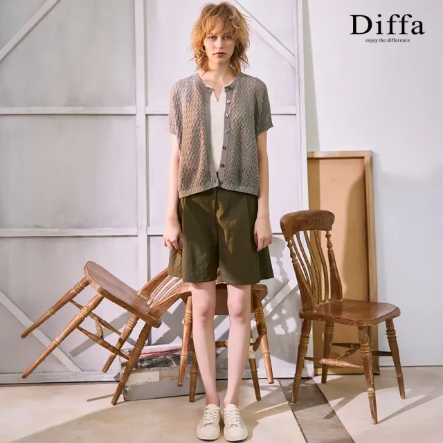 【Diffa】連袖鏤空開襟線衫-女