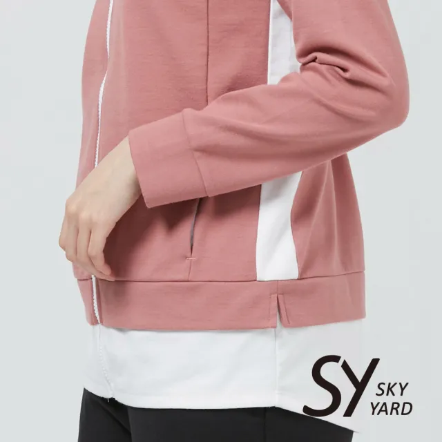 【SKY YARD】網路獨賣款-假兩件拼色休閒外套-粉色