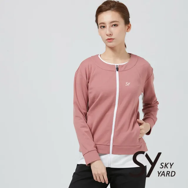 【SKY YARD】網路獨賣款-假兩件拼色休閒外套-粉色