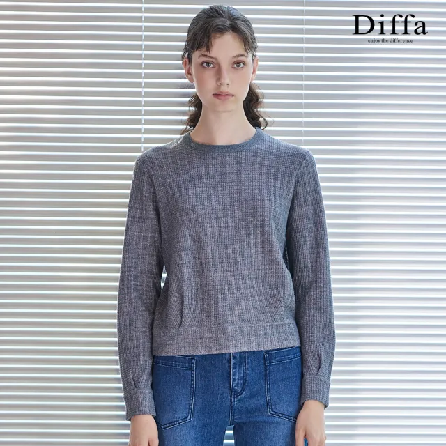 【Diffa】華夫格雙色織紋毛衣-女