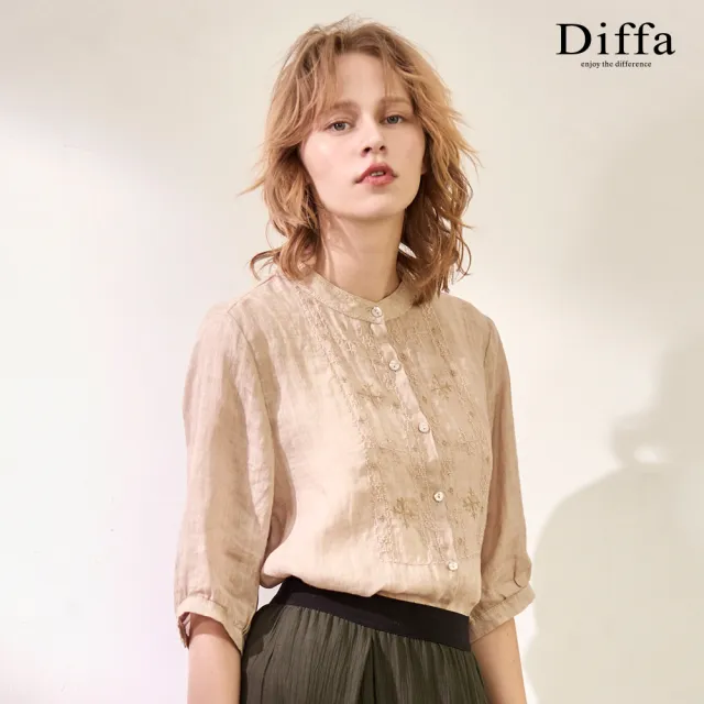 【Diffa】電繡小花七分袖上衣-女