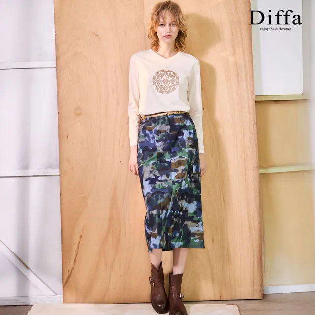 【Diffa】剪紙印花圖騰速乾抗UV針織衫-女