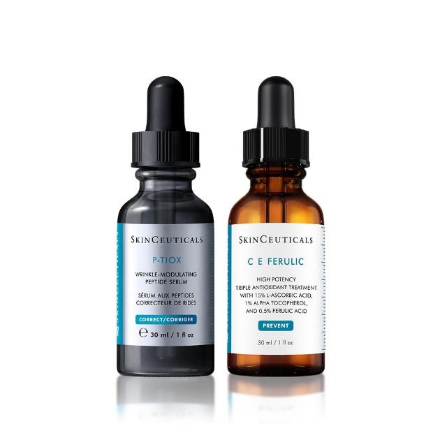 【Skin Ceuticals 修麗可】醫美級保養抗氧撫紋★CE抗氧化精華 30ml+P-TIOX 超胜肽抗皺極光精華 30ml