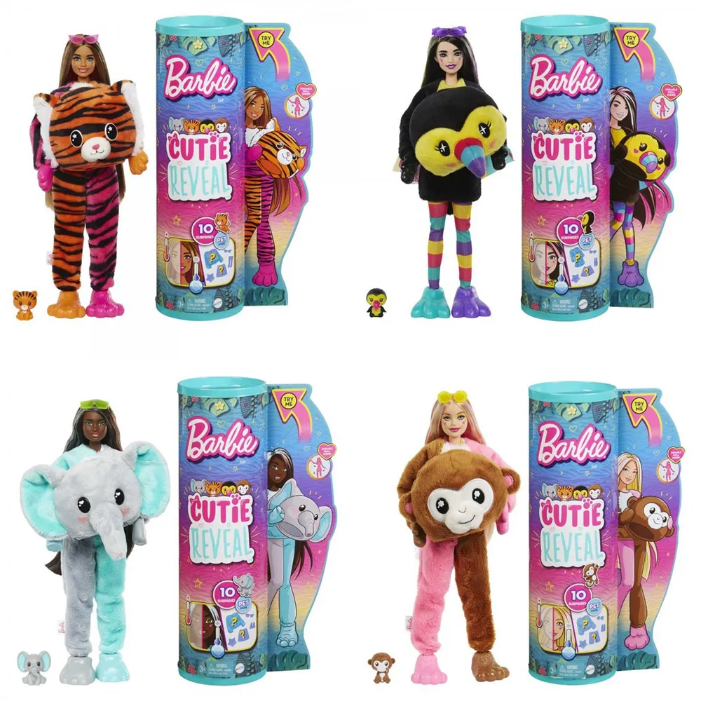 【MATTEL 美泰兒】芭比驚喜造型娃娃叢林動物系列(隨機款)